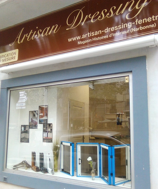 façade magasin Artisan Dressing et Fenetre à Agde